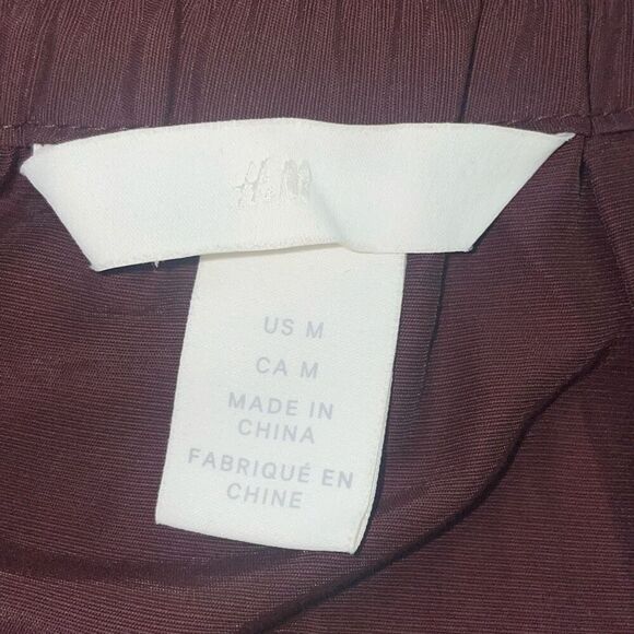 H&M Chocolate Brown A-Line Taffeta Midi Skirt M - Picture 5 of 8